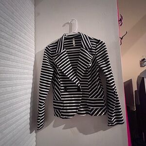 DNA Couture Black and White Striped Blazer